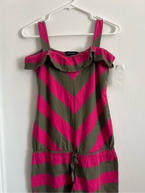 Vintage Ralph Lauren Striped Girls Romper onesie L 12/14 NWT